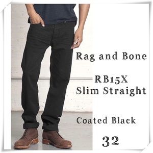 RAG and Bone RB15X Slim Straight Jeans Coated Black
